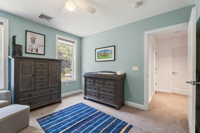 31 Cedar St, North Reading, MA 01864 - bedroom with light carpet and a ceiling fan