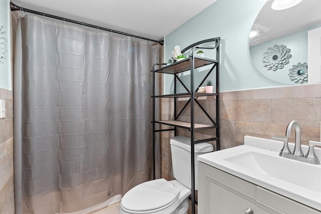 27-1/2 7th Ave, Haverhill, MA 01830 - full bath with tile walls, vanity, curtained shower, and wainscoting
