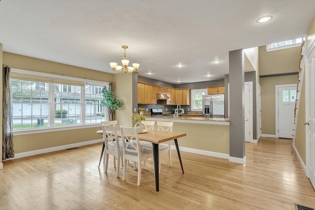 1 Chase Path Unit 1, Acton, MA 01720 - dining room featuring a chandelier, baseboards, recessed lighting, and light wood-type flooring