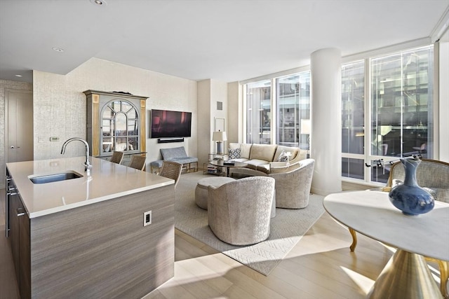 living area featuring wood finished floors