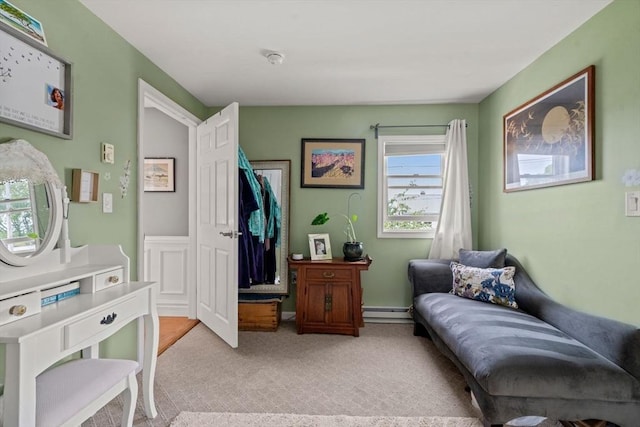 143 Morton St, Winthrop, MA 02152 - sitting room featuring light carpet and baseboard heating