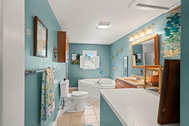 143 Morton St, Winthrop, MA 02152 - full bathroom with a bath, toilet, vanity, and tile patterned flooring