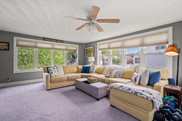 143 Morton St, Winthrop, MA 02152 - carpeted living room with a ceiling fan and baseboards
