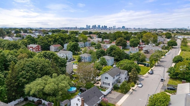 143 Morton St, Winthrop, MA 02152 - aerial overview of property's location featuring city skyline