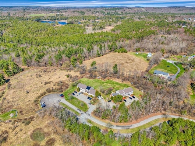 bird's eye view featuring a forest view
