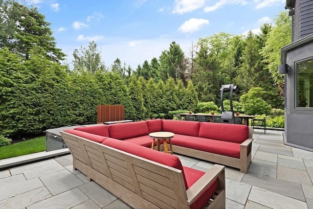 view of patio featuring an outdoor living space