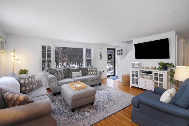 living area featuring wood finished floors