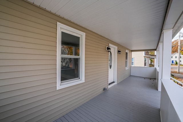 wooden deck featuring a porch