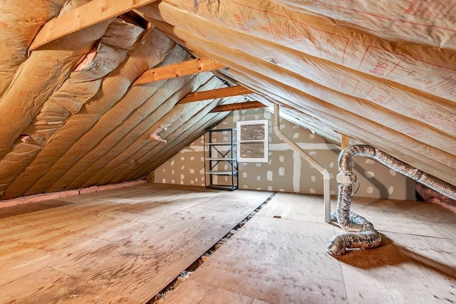 view of unfinished attic