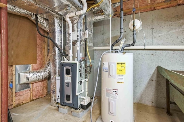 utility room with water heater