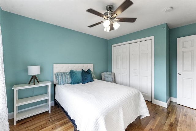 20 Copper Lantern Ln Unit 20, Carver, MA 02330 - bedroom featuring wood finished floors, a closet, baseboards, and ceiling fan