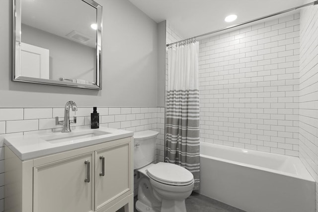 36 Broadway Unit 0, Rockport, MA 01966 - full bath with tile walls, vanity, shower / tub combo, and recessed lighting