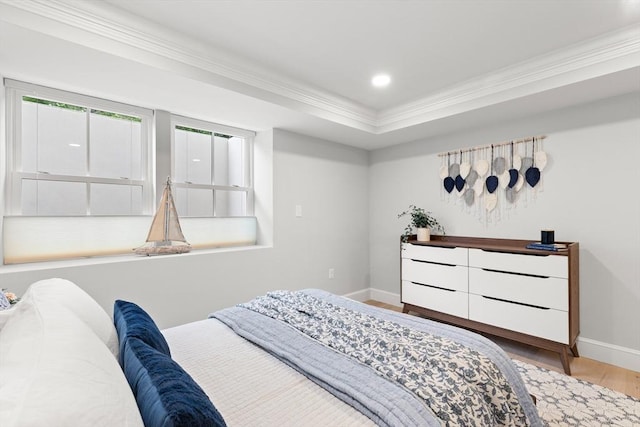 36 Broadway Unit 0, Rockport, MA 01966 - bedroom featuring crown molding, wood finished floors, a tray ceiling, and recessed lighting
