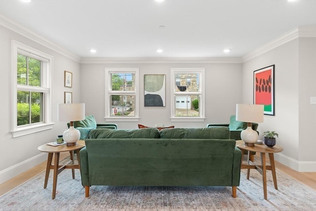 36 Broadway Unit 0, Rockport, MA 01966 - living area with light wood-type flooring, recessed lighting, and crown molding