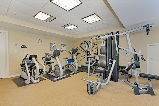 110 Dillingham Ave Unit 212, Falmouth, MA 02540 - workout area with a paneled ceiling and carpet floors