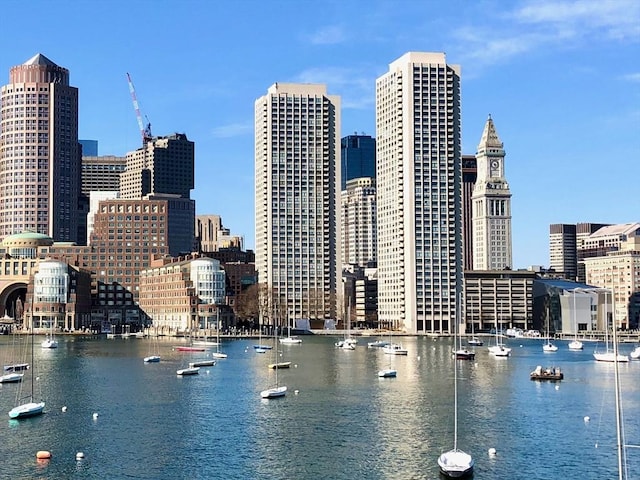 view of city with a water view