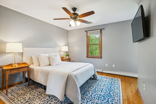 5 Red Tail Run, Canton, MA 02021 - bedroom featuring baseboard heating, wood finished floors, baseboards, and a ceiling fan