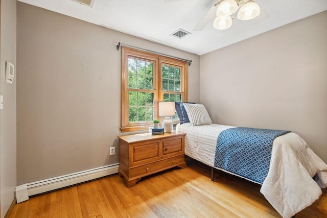 5 Red Tail Run, Canton, MA 02021 - bedroom featuring a baseboard heating unit, light wood-style floors, and a ceiling fan
