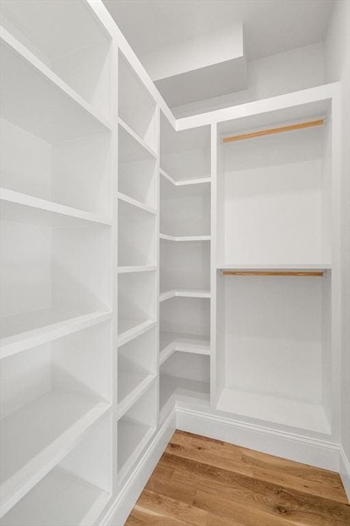 walk in closet featuring hardwood / wood-style floors