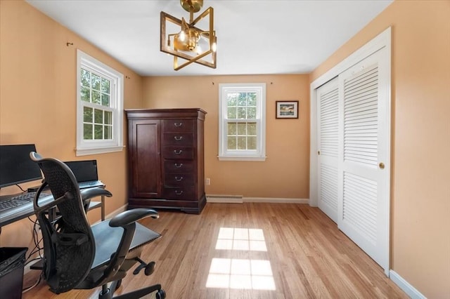 7 Scenic Dr, Wilbraham, MA 01095 - office with a chandelier, healthy amount of natural light, and light wood-type flooring