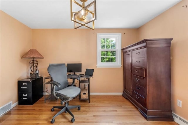 7 Scenic Dr, Wilbraham, MA 01095 - home office with light wood-type flooring and a baseboard radiator