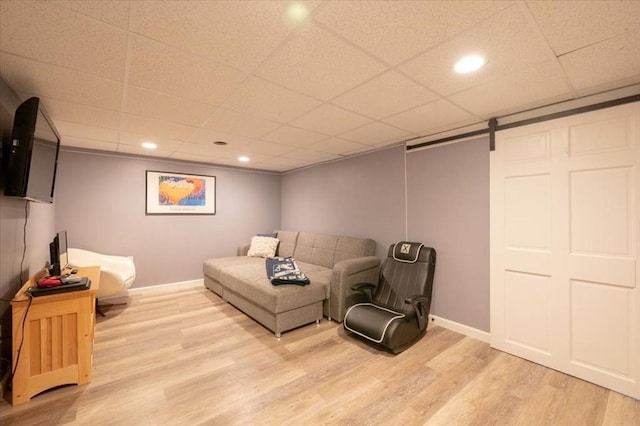 7 Scenic Dr, Wilbraham, MA 01095 - living room featuring light wood-style flooring, a paneled ceiling, and recessed lighting