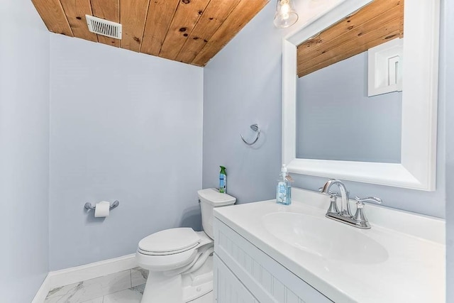 66 Barnum St, Taunton, MA 02780 - bathroom featuring marble finish floors, wood ceiling, and vanity