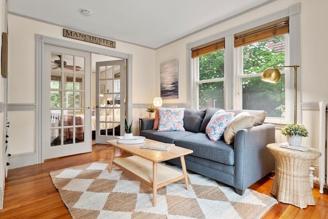 16 Desmond Ave, Manchester, MA 01944 - living area featuring wood finished floors, healthy amount of natural light, and french doors