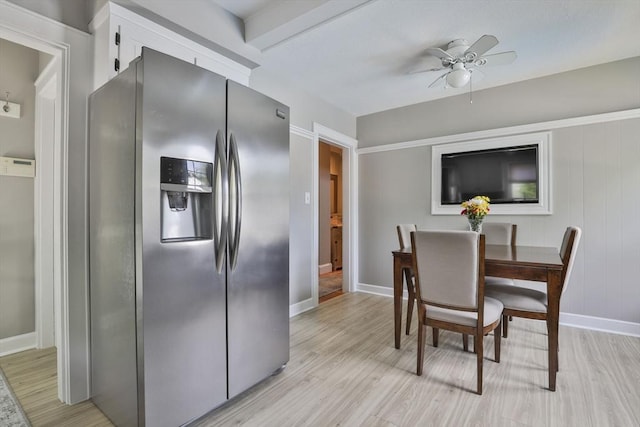 10 Hemenway St, Methuen, MA 01844 - dining room with light wood finished floors, a ceiling fan, and baseboards