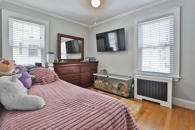 10 Hemenway St, Methuen, MA 01844 - bedroom with radiator, multiple windows, wood-type flooring, crown molding, and baseboards
