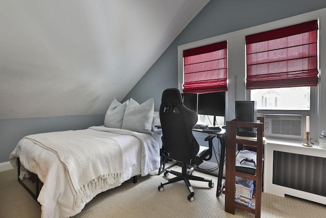 10 Hemenway St, Methuen, MA 01844 - bedroom featuring vaulted ceiling, carpet floors, an office area, cooling unit, and baseboards
