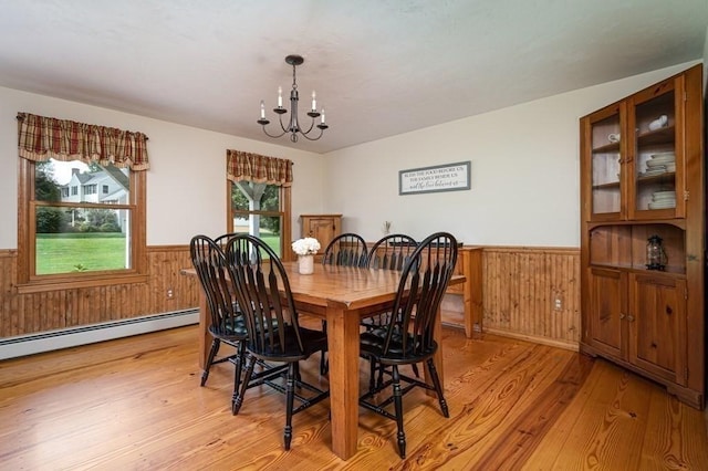 10 Tobin Dr, Dudley, MA 01571 - dining space with a wainscoted wall, a chandelier, light wood-type flooring, healthy amount of natural light, and wood walls