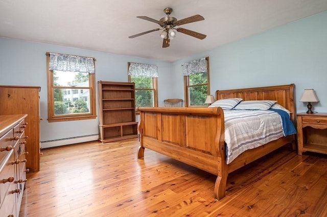 10 Tobin Dr, Dudley, MA 01571 - bedroom featuring a baseboard heating unit, light wood finished floors, and a ceiling fan