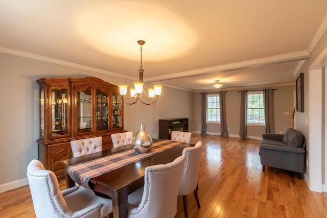 225 Salem Rd, Dracut, MA 01826 - dining space with a chandelier, crown molding, light wood-type flooring, and baseboards