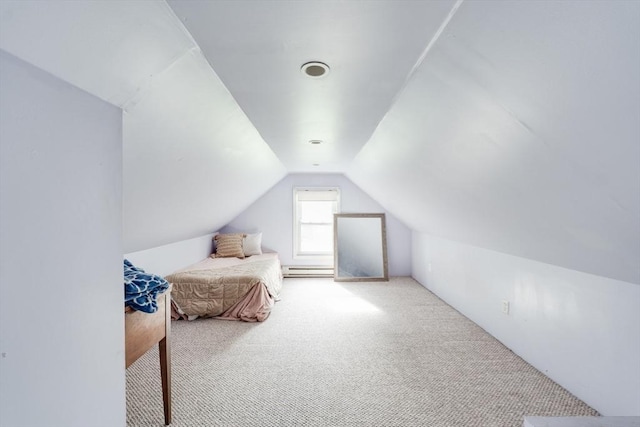 719 College Hwy, Southwick, MA 01077 - bedroom featuring carpet flooring, vaulted ceiling, and a baseboard radiator