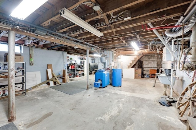 719 College Hwy, Southwick, MA 01077 - below grade area with stairs and heating fuel