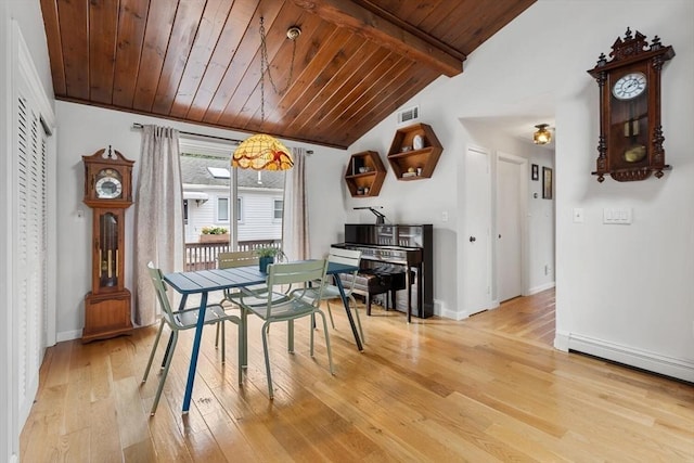 27 Johnson St, Malden, MA 02148 - dining room with wooden ceiling, light wood-type flooring, and a baseboard radiator