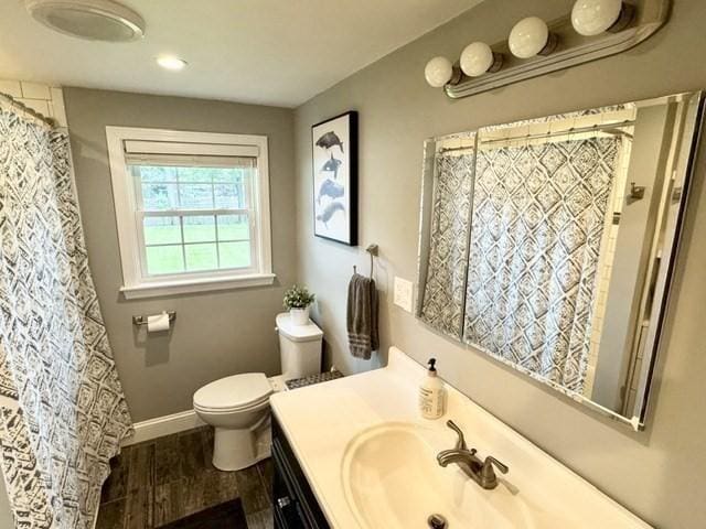 214 Fisher St, Walpole, MA 02081 - full bathroom featuring vanity, recessed lighting, and a shower with shower curtain
