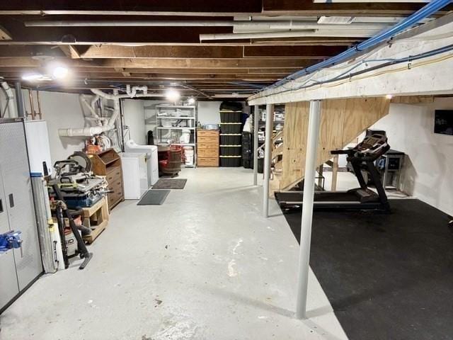214 Fisher St, Walpole, MA 02081 - unfinished basement with washer and dryer