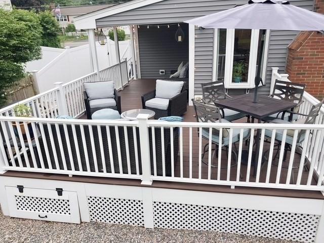 214 Fisher St, Walpole, MA 02081 - deck with outdoor lounge area and outdoor dining area