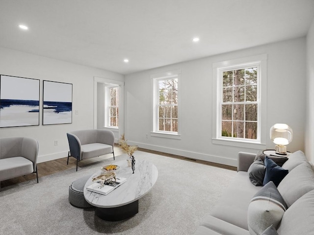 living room with hardwood / wood-style floors