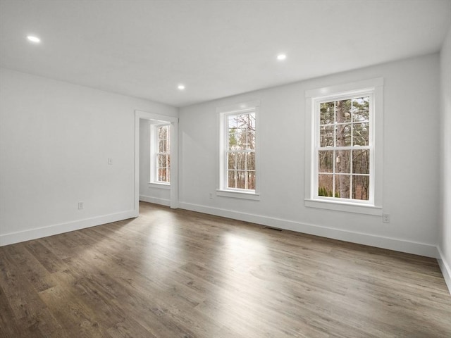 spare room featuring hardwood / wood-style floors and a healthy amount of sunlight