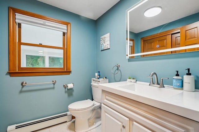 32 Berkeley, Pelham, NH 03076 - bathroom with baseboard heating, vanity, and tile patterned floors