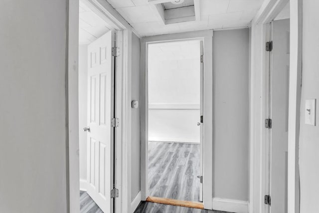 hallway with hardwood / wood-style floors