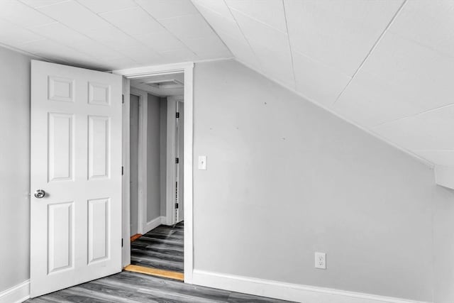 additional living space featuring lofted ceiling and wood-type flooring