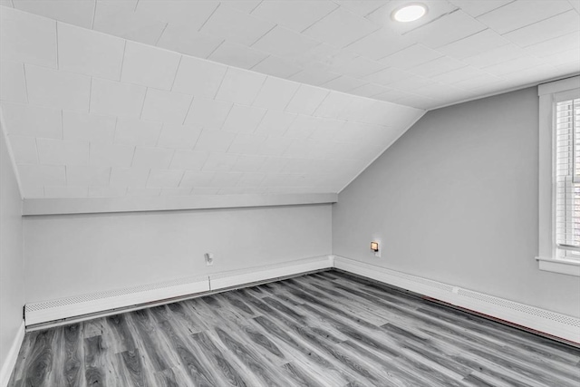 additional living space with lofted ceiling, wood-type flooring, and a healthy amount of sunlight