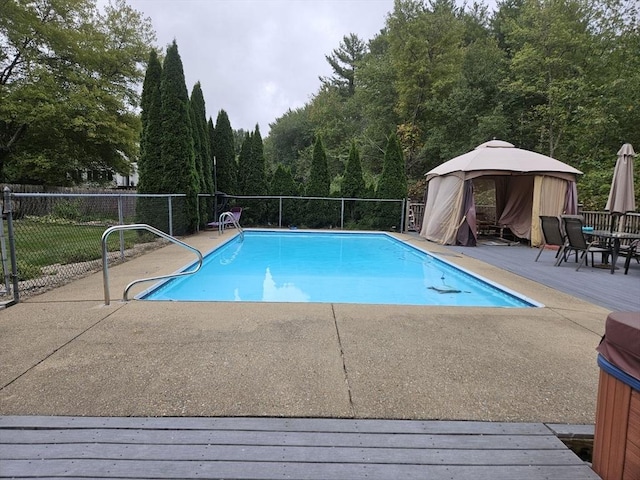 view of pool with a gazebo