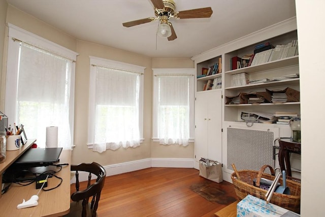 27 Summer St, Saugus, MA 01906 - home office featuring a ceiling fan, wood finished floors, and baseboards