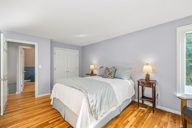 61 Northbridge Rd, Mendon, MA 01756 - bedroom with light wood-style flooring, baseboards, and a closet