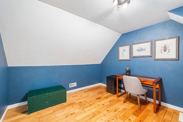61 Northbridge Rd, Mendon, MA 01756 - home office featuring hardwood / wood-style flooring, lofted ceiling, and baseboards
